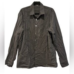 Men’s linen-cotton like button down black dress shirt size XL